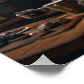 スーツスタイリッシュを着た犬がコーヒーポスターを飲む ポスター (角)