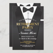 スーツタキシード退職パーティーボウタイ招待状 招待状 (正面/裏面)