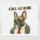 スーツフランスのを着たブルドッグ スパークリングワインラベル (シングルラベル)