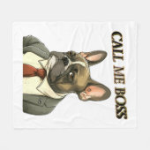 スーツフランスのを着たブルドッグ フリースブランケット (正面(横))