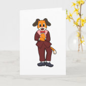 スーツ付きの犬 カード (黄色い花)