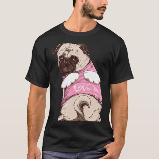 スーツ姿と天使の羽を持つかわいいパグの犬のレディー Cl Tシャツ (正面)