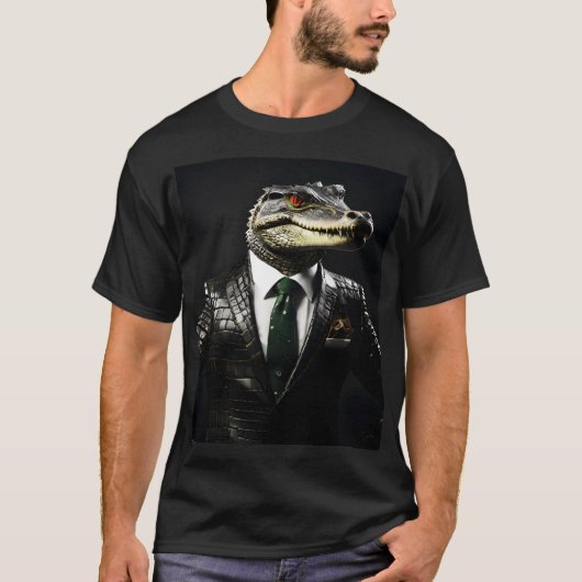 スーツ姿のワニ Tシャツ (正面)