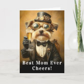 スーツ姿の可愛い犬が応援AH3O母 カード (正面)