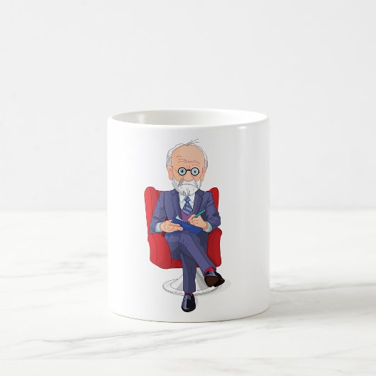 スーツ姿の心理士がメモをとっている コーヒーマグカップ