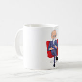 スーツ姿の心理士がメモをとっている コーヒーマグカップ (正面左)