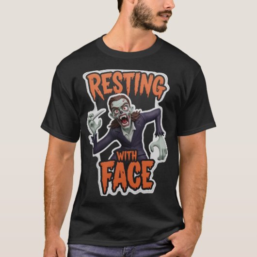 スーツ姿の激しいキャラクターゾンビが滴るテキストと共に Tシャツ (正面)