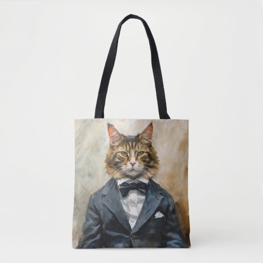 スーツ姿の猫 トートバッグ (正面)