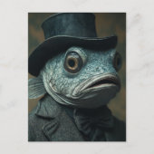 スーツ姿の超現実的なお魚さん ポストカード (正面)