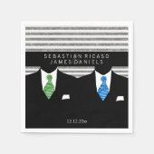 スーツ氏とグリーン・ブルー・タイズゲイ結婚ズ スタンダードカクテルナプキン (正面)