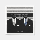 スーツ氏とグレー・ブルー・タイズゲイ結婚ズ スタンダードカクテルナプキン (正面)