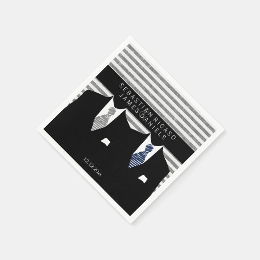 スーツ氏とグレー・ブルー・タイズゲイ結婚ズ スタンダードカクテルナプキン (角)