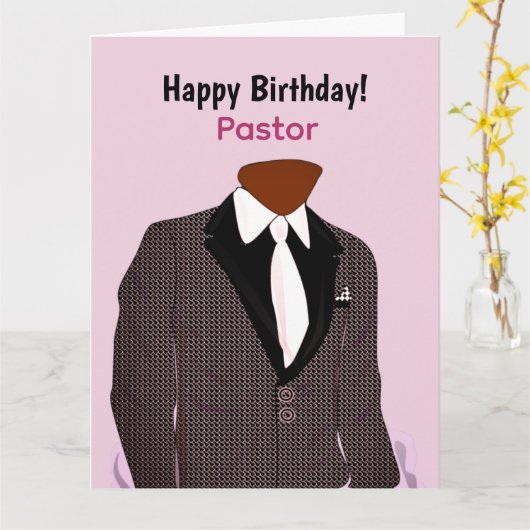 スーツ牧師の誕生日のアフリカ系アメリカ人 カード (黄色い花)