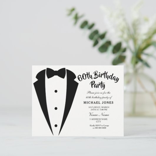 スーツ&タイは60th誕生日パーティーの招待状 招待状 (スタンド正面)