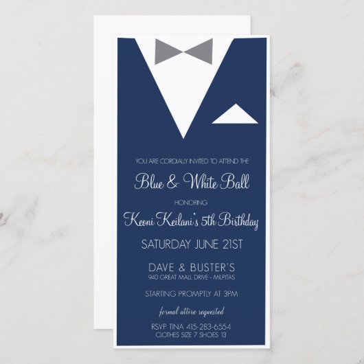 スーツ&タイ招待状 (正面/裏面)