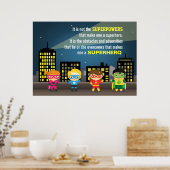 スーパカラフル意欲を起こーヒーロー引用文ルー子供へム ポスター (キッチン)