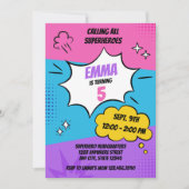 スーパガーリーーヒーロー誕生日 招待状 (正面)