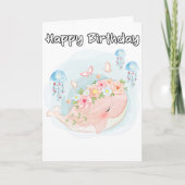 スーパーかわいい泳ぐクジラの誕生日 カード (正面)