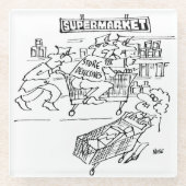 スーパーに刑事を置く ガラスコースター (正面)