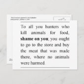 スーパーの肉売り場で動物は傷つけないのか？ ポストカード (正面/裏面)