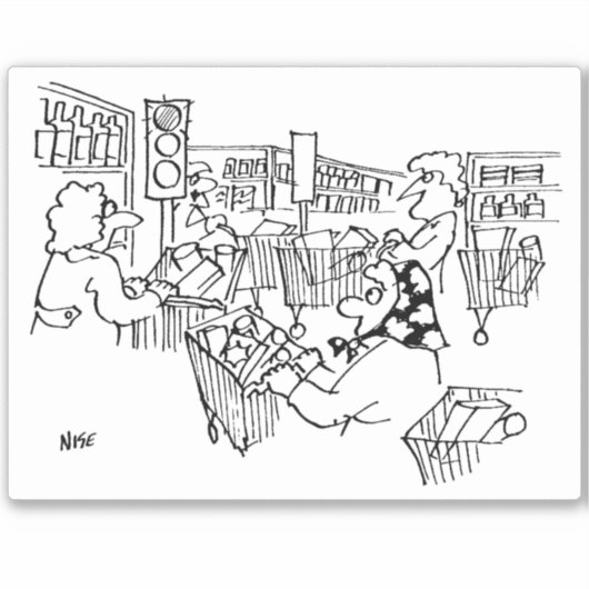 スーパーは通路に信号を持っている。おもしろい シール (正面)