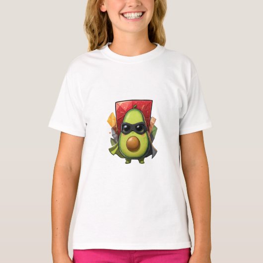 スーパーアボカドヒーローイラスト Tシャツ (正面)