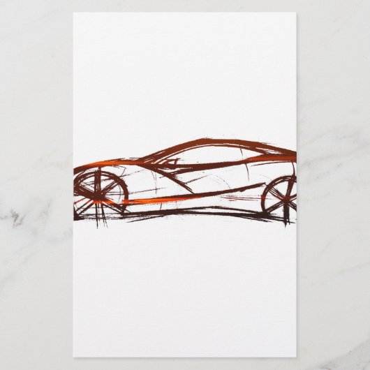 スーパーカーのスケッチ 便箋 (正面)