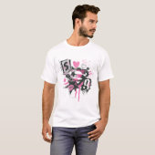 スーパーガールがこぼれ落ち、走り書きのコラージュ Tシャツ (正面フル)