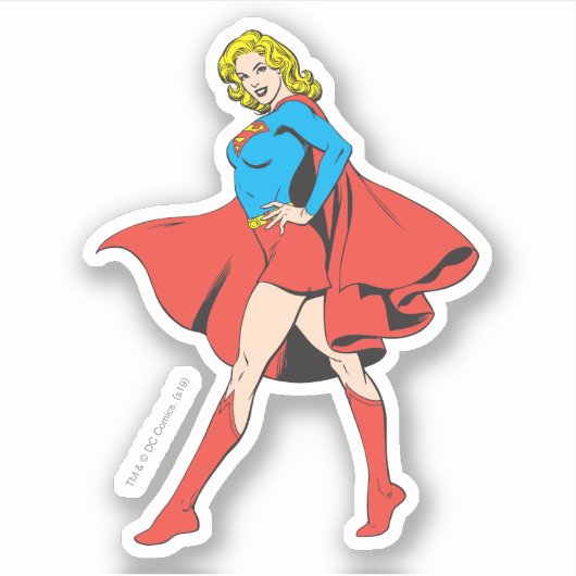 スーパーガールがポーズをとる シール (正面)