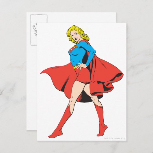 スーパーガールがポーズをとる ポストカード (正面/裏面)