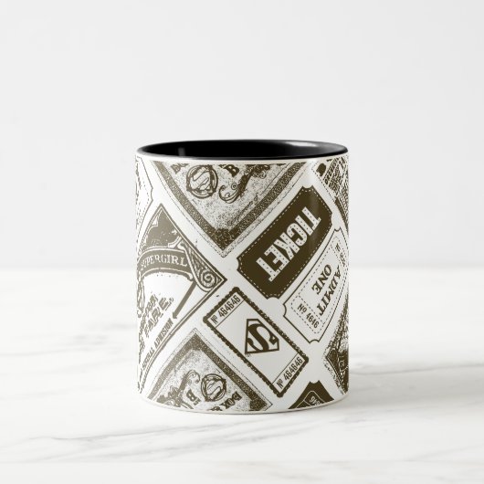 スーパーガールが一つのパターンブラウンを認める ツートーンマグカップ (中央)