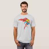 スーパーガールが右にジャンプ Tシャツ (正面フル)