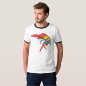 スーパーガールが右にジャンプ Tシャツ (正面フル)