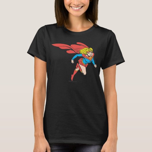 スーパーガールが右にジャンプ Tシャツ (正面)