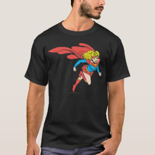 スーパーガールが右に飛ぶ Tシャツ