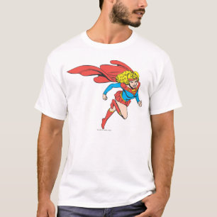 スーパーガールが右に飛ぶ Tシャツ