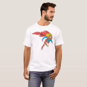スーパーガールが右に飛ぶ Tシャツ (正面フル)