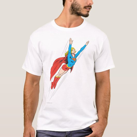 スーパーガールが高く舞い上がる Tシャツ (正面)