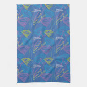 スーパーガールとロゴ色のアウトライン キッチンタオル (縦)