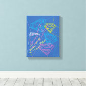 スーパーガールとロゴ色のアウトライン キャンバスプリント (インサイチュ (ウッドフロア))