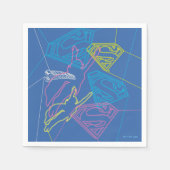 スーパーガールとロゴ色のアウトライン スタンダードカクテルナプキン (正面)