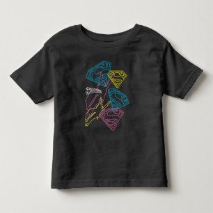 スーパーガールとロゴ色のアウトライン トドラーTシャツ