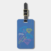 スーパーガールとロゴ色のアウトライン ラゲッジタグ (正面縦)