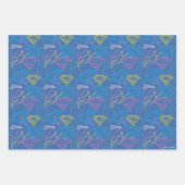 スーパーガールとロゴ色のアウトライン ラッピングペーパーシート (正面3)