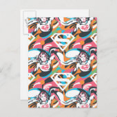 スーパーガールのカラースプラッシュ渦巻きパターン4 ポストカード (正面/裏面)