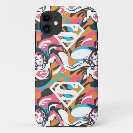 スーパーガールのカラースプラッシュ渦巻きパターン4 Case-Mate iPhoneケース (裏面)