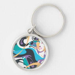 スーパーガールのカラースプラッシュ(渦巻き1) キーホルダー