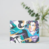 スーパーガールのカラースプラッシュ(渦巻き1) ポストカード (スタンド正面)