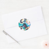 スーパーガールのカラースプラッシュ(渦巻き1) ラウンドシール (封筒)