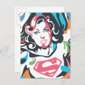 スーパーガールのカラースプラッシュ(渦巻き) 3 ポストカード (正面/裏面)